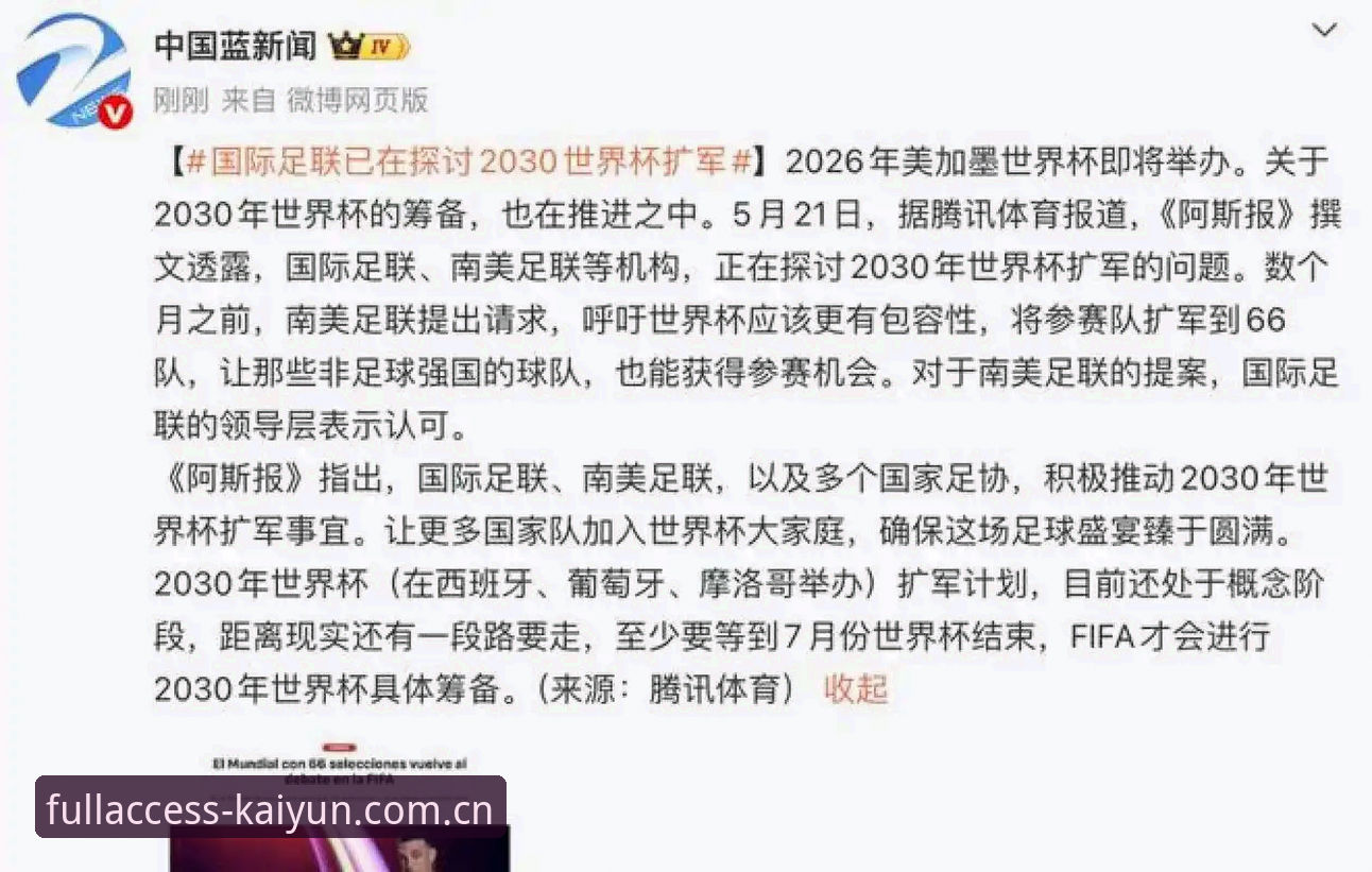 开云体育入口官网 世界杯扩军66队 vs 48队:中国男足的机会与选择全面对比